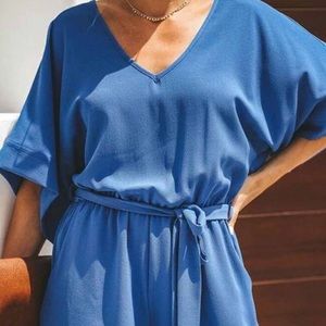 Solid short sleeve romper